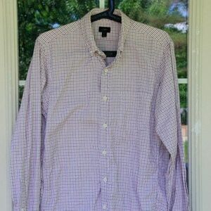 J. Crew White Checkered Flannel Longsleeve Button Down Shirt Mens Small